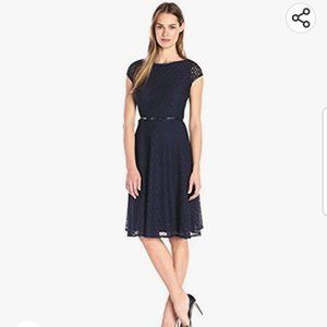 Kasper Women's Cap Sleeve Eyelet Lace Dress, Size 10, Navy